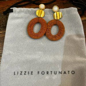 LIZZIE FORTUNATO Mother of Pearl and Cord Frontal Hoop Drop Earrings